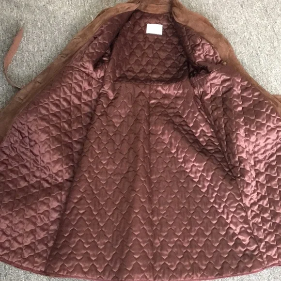 Vintage suede full length button up trench with belt - fully lined - Picture 7 of 7